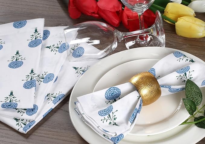 Bedding Craft Printed Dinner Napkins Set of 12 – 18x18 Mushroom Design with 1" Fold – Durable Stylish Fabric Napkins for Dining, Table Décor & Everyday Use