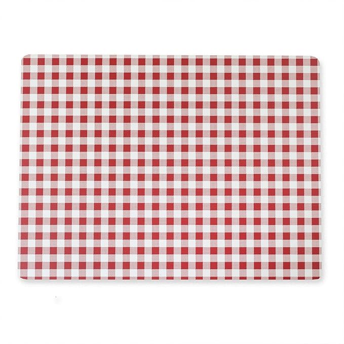 Benson Mills Cork Placemats Set of 4, Thick Cork Place Mats for Kitchen and Dining Tables, Easy Clean Table Mats (12" x 16" Rectangular Set of 4, Gingham Check Red)