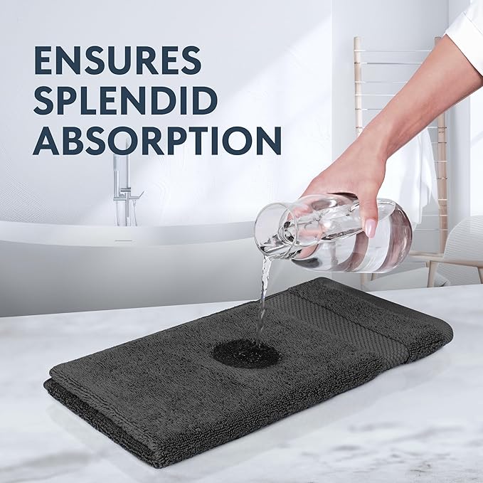White Classic Luxury Charcoal Hand Towels - Soft 100% Turkish Cotton | Highly Absorbent Hotel spa Bathroom Towel Collection | 16x30 Inch | Set of 6