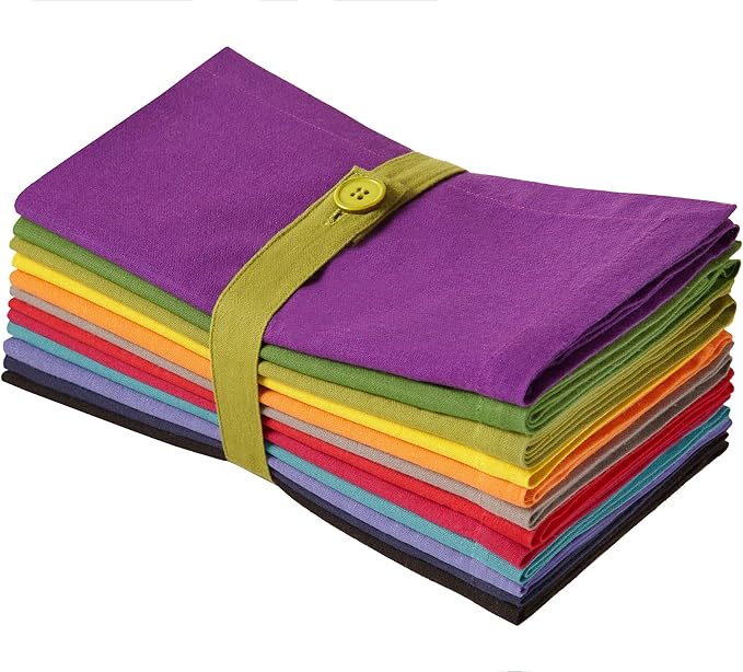 COTTON CRAFT Multicolor Cloth Napkins - Set of 12 Pure Cotton Everyday Lunch Dinner Napkin - Spring Summer Fall Holiday Birthday Party Gift - Soft Washable Absorbent Reusable Napkin - 17 x17
