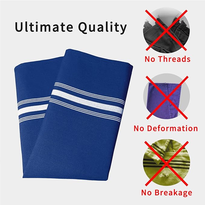 Bistro Stripe Cloth Napkins Set of 12 Pack, Dinner Napkins Cloth Washable 18 * 22 Inches, MJS Commercial Quality, Reusable Table Napkins Cloth, Non-Iron, No Fade, Royal Blue Reverse Stripes