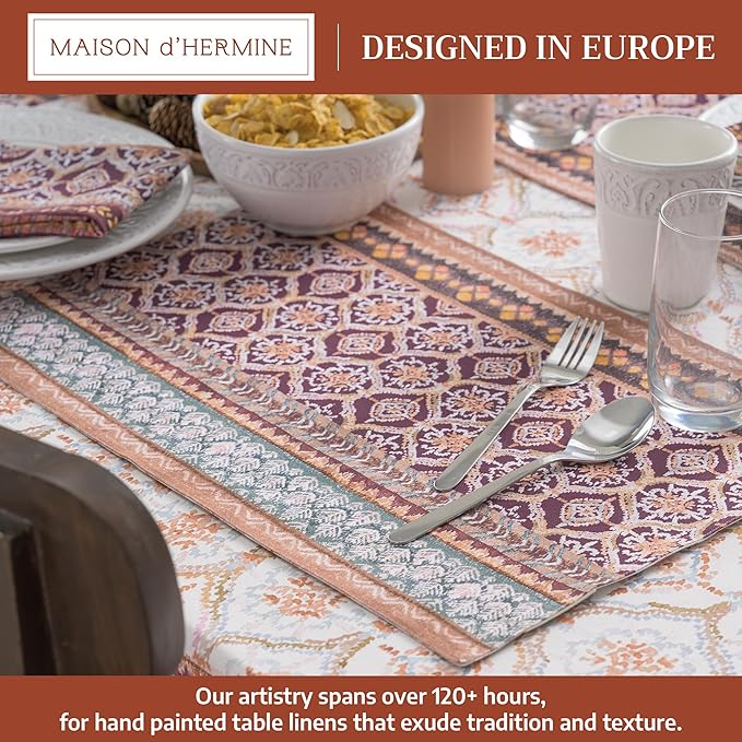 Maison d' Hermine Placemats Set of 4 100% Cotton Washable Cloth Place Mats, Reusable Table Mats for Thanksgiving Christmas Decorations Kitchen Dining Party Wedding Restaurant (Fair Isle, 13" x 19")