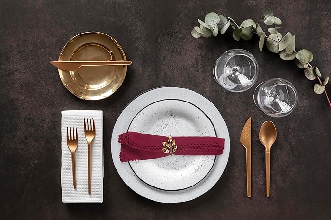 ACCENTHOME Burgundy Cloth Napkins Set of 6 18x18 inch Cotton Dinner Napkins - Washable Soft Premium Hotel Quality Reusable Napkins Perfect Table Napkins for Family Dinners, Weddings & Everyday Use