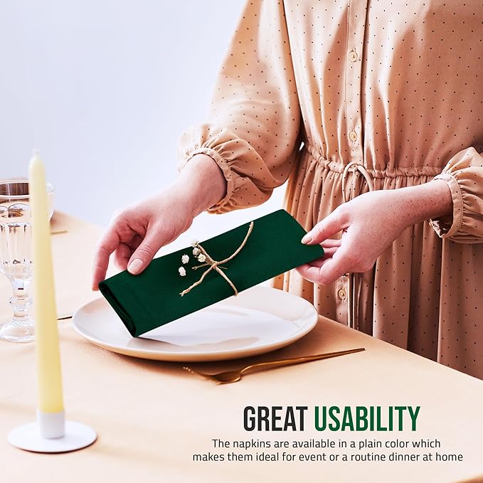 Utopia Home Hunter Green Cloth Napkins (12 Pack, 20x20 Inches), Ideal Dinner Napkins for Party, Wedding and Lunch/Dinner