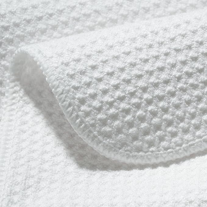 POLYTE Premium Microfiber Kitchen Dish Hand Towel Waffle Weave 18 Pack (16x28 in, White)