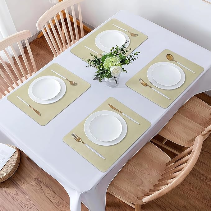 Vinyl Placemats Set of 4-12x17 Inch - Heat Resistant Washable Place Mats Waterproof Non-Slip Wipeable Table Mats for Dining Table Decor, Indoor/Outdoor Plastic Mat