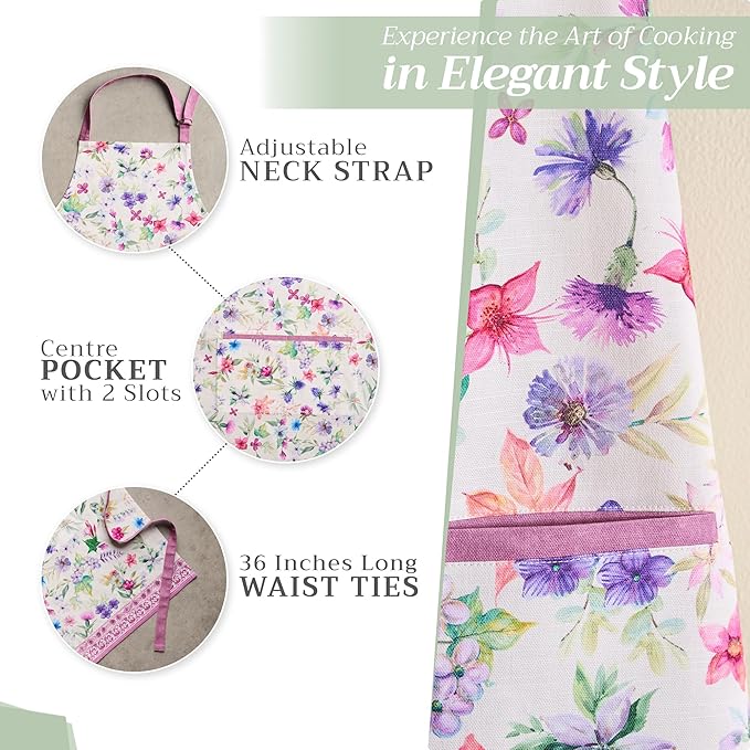 Maison d' Hermine 100% Cotton Apron for women with Pocket Kitchen Chef Apron for Men Cooking Mothers Day Gifts