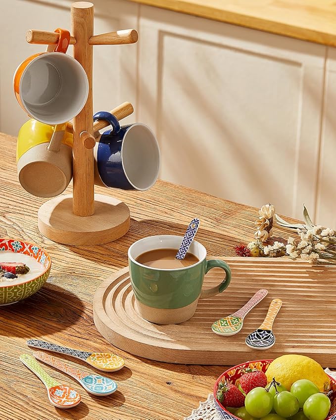 Metahom Ceramic Coffee Spoons, Colorful Teaspoons, Small Spoons for Espresso, Dessert, Tea, Stirring, Dishwasher & Microwave Safe, Assorted Colors, Set of 6