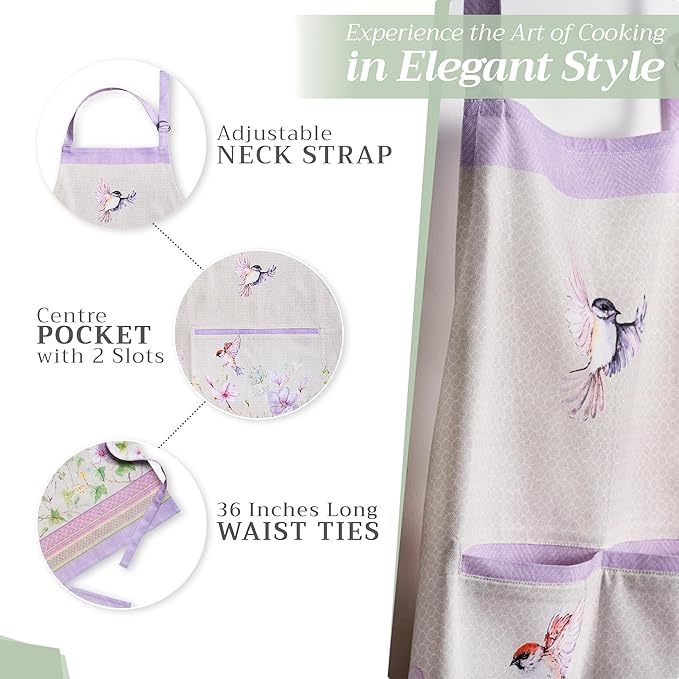 Maison d' Hermine 100% Cotton Apron for women with Pocket Kitchen Chef Apron for Men Cooking Mothers Day Gifts