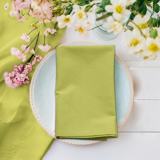 COTTON CRAFT Easter Cloth Napkins - Set of 8 Soft 100% Cotton Napkins - Reusable Lunch Brunch Dinner Napkins - St Patricks Spring Summer Table Decor - Machine Washable - 17x17 inches - Soft Pistachio