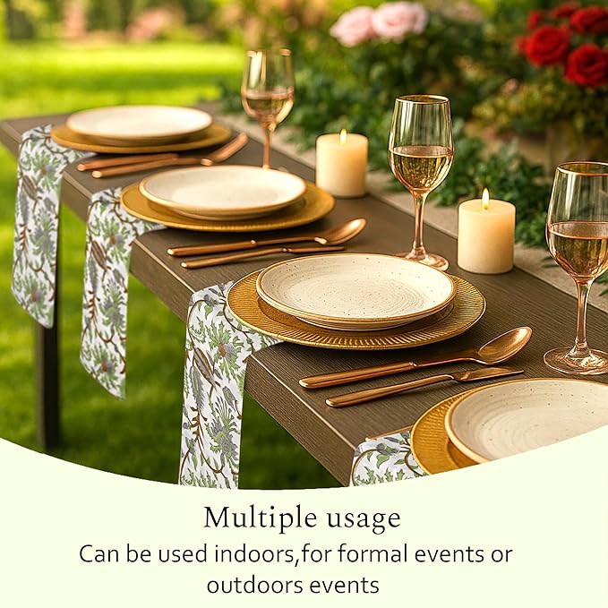 CPC Cloth Napkins Set of 4 Cotton Printed Dinner Hand Print Napkins I Wedding Cocktail Cloth Floral Napkins I 18x18 in I Mint Leaf