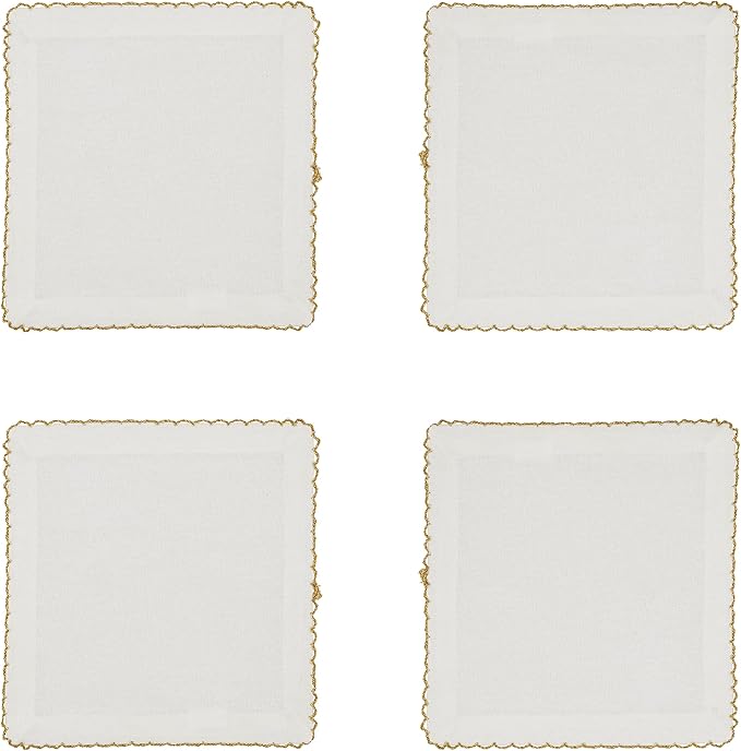 SARO LIFESTYLE Whip Stitched Table Napkins (Set of 4), Gold, 6" (1442.GL6S)