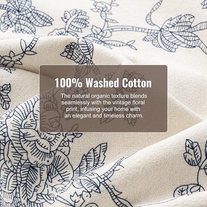100% Cotton French Pastoral Kitchen Towels Set of 2, Decorative Flour Sack Tea Towels with Hanging Loop 18x25 Inch Absorbent Dish Cloths Farmhouse Home Decor, Blue