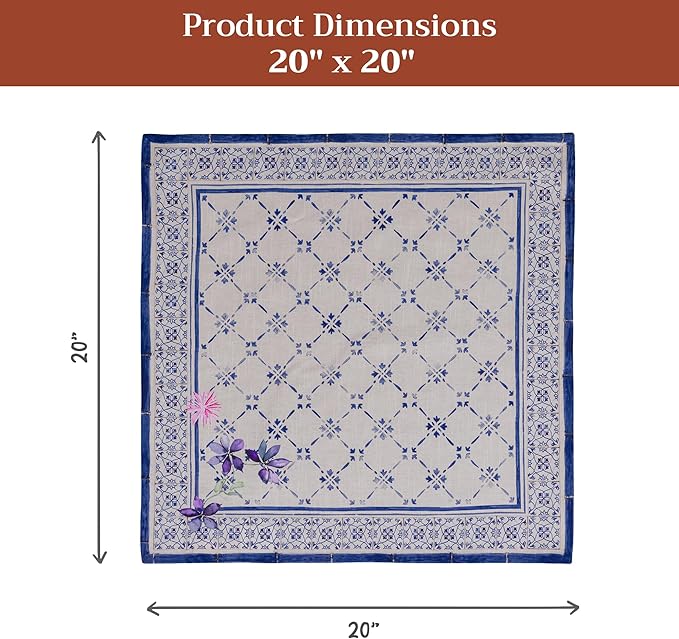 Maison d' Hermine Cloth Napkins Set of 4 100% Cotton Everyday Reusable Square Napkins Cloth Washable Dinner Party Wedding Restaurant Gifts for Mothers Day Spring/Summer (Faience, 20" x 20")