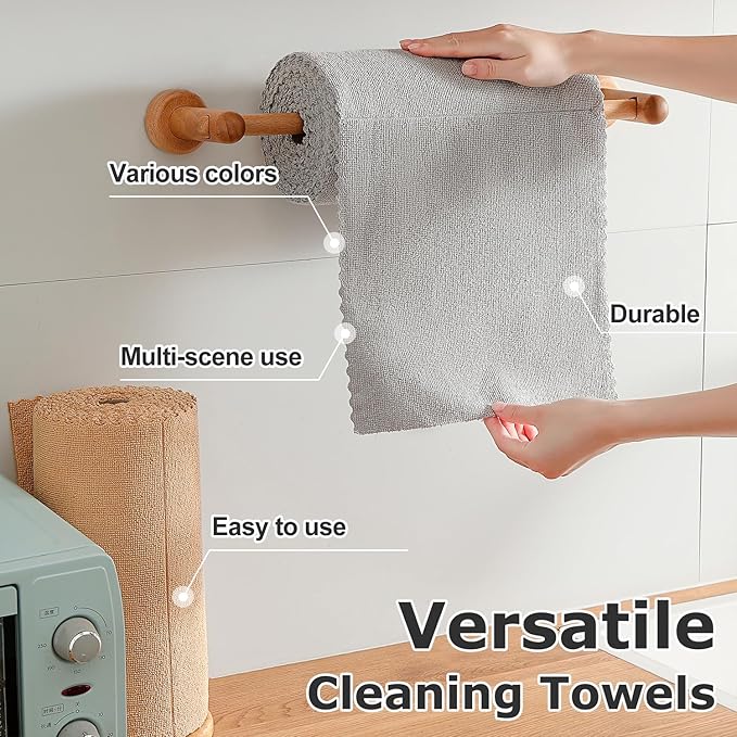 Jessy Home 80 Pack Reusable Paper Towels Grey Microfiber Cleaning Cloth Roll 12"x12" Microfiber Towels for Cars, Tear Away Cloth, Lint Free Rags for House, Kitchen,Window,Cleaning Supplies