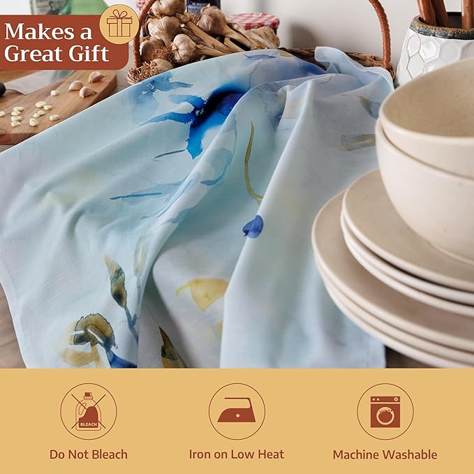 Maison d' Hermine Kitchen Towels Set of 3 100% Cotton 27.50" x 20" Reusable Cloth Tea Dish Towels Absorbent with Hanging Loop for Kitchen Gifts for Mothers Day Spring/Summer (Lazy Summer Days)