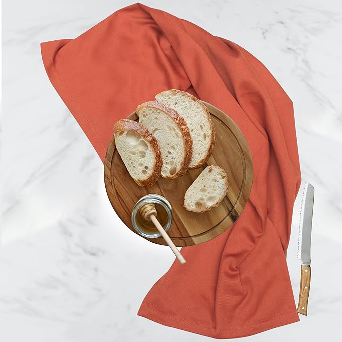 Urban Villa Kitchen Towels 100% Cotton Dish Towels for Kitchen(Set of 6) 20”x30” Dish Cloths Highly Absorbent Kitchen Linen Set with Hanging Loop Perfect for Drying Dishes Cleaning Hand Towels – Rust