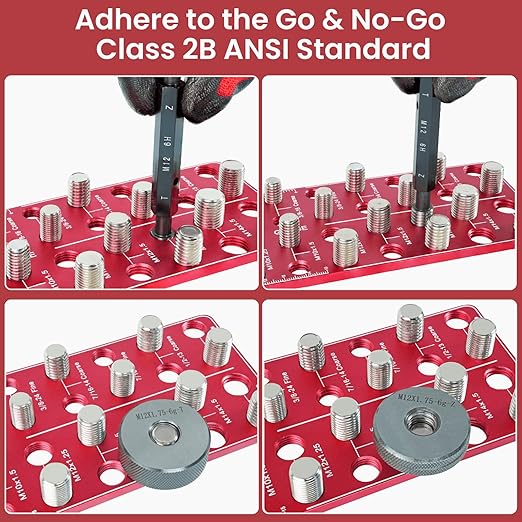 Thread Checker, Rustproof Nut and Bolt Thread Checker, Wall-Mountable Bolt Size Finder Tool, 15 SAE & 15 Metric Thread Gauge, Bolt and Nut Sizer for Quick Measurement