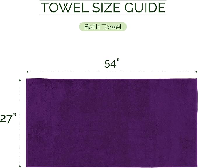 Elegant Comfort Three Line Popcorn Towel Set for Bathroom 27 x 54 inches, Premium Hotel Quality 2-Pack Bath Towels, 100% Turkish Cotton, Soft and Durable, Quick Dry and Highly Absorbent, Purple