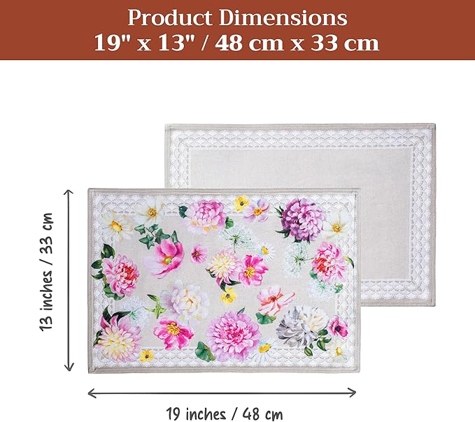 Maison d' Hermine Placemats Set of 4 100% Cotton Washable Cloth Place Mats Reusable Table Mats for Kitchen Dining Party Wedding Gifts for Mothers Day Spring/Summer (Pivoine, 13" x 19")
