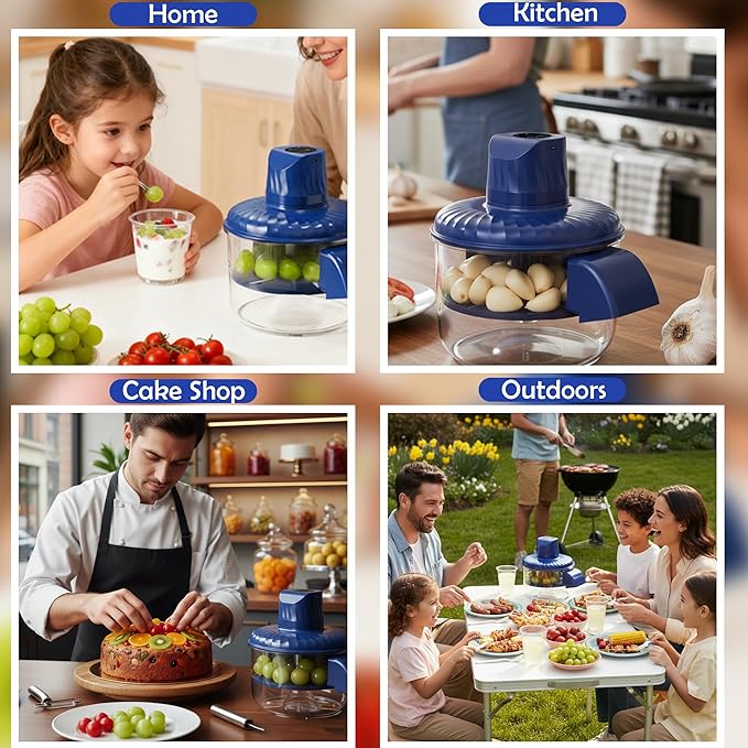 Electric Automatic Grape Peeling Machine,USB-C Charging,One-Button Garlic Peeler,Suitable for Small Fruits Such as Grapes, Garlic, Jujube, Etc.