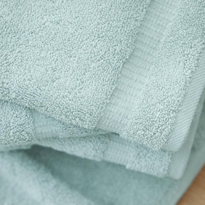 SALBAKOS 100% Turkish Cotton Washcloth Set of 12 13x13 inch | Heirloom Quality | Hotel & Spa Collection | Ultra Soft, Super Absorbent, Washcloth Towels | Made in Turkey (Seafoam Green, 12 Washcloths)