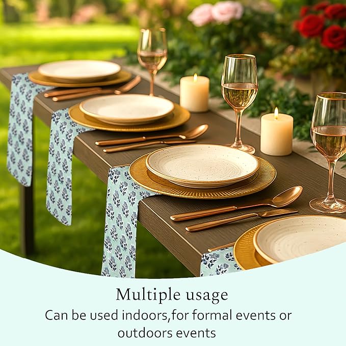 CPC Poppy Blue Indian Block Print Cotton Cloth Napkins Set of 4, 18x18 Reusable Everyday Napkins, Soft, Absorbent, Floral Dinner Napkin, Holiday, Party Gift, Spring,Mother's Day