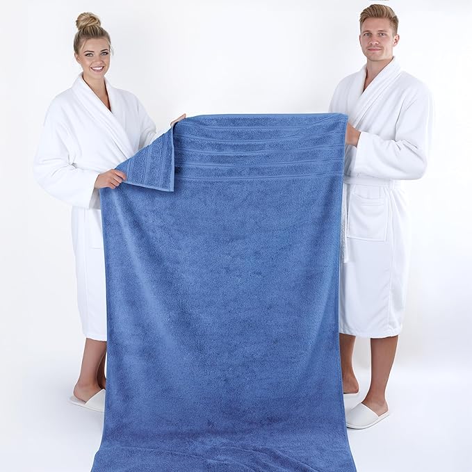 American Soft Linen 35x70 Jumbo Large Bath Towel, 600 GSM 100% Cotton Turkish Bath Sheet, Oversized Luxury Bath Towel for Bathroom Beach and Pool, Electric Blue