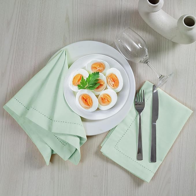 Cotton Cloth Napkins Set of 12, 18x18 Cotton Napkin Cloth Washable, Soft, Reusable Napkins for Wedding, Parties, Christmas, Thanksgiving, Everyday Use (Green) - ALPHA Living HOME