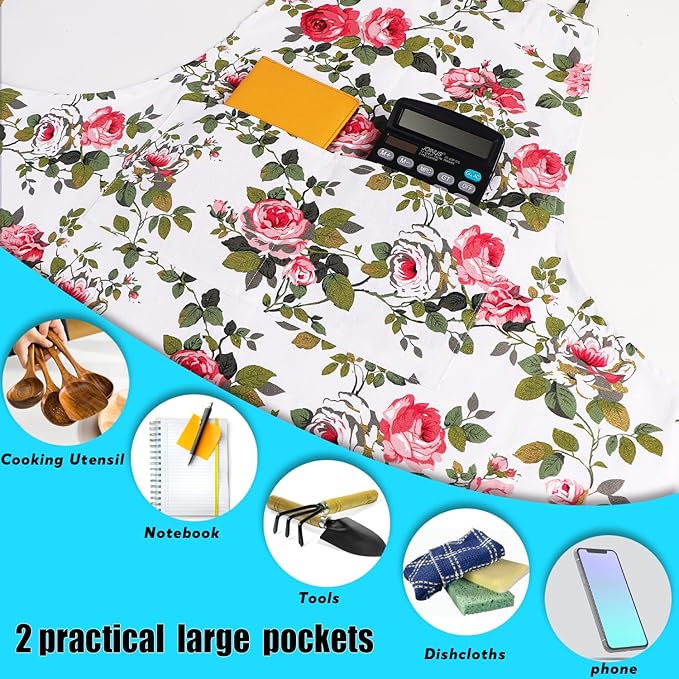 LOLOMLO Oversize Canvas Cotton Apron, Extra Large Aprons with Long Strap, Adjustable Neck Tear Resistant Plus Size aprons