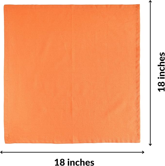 Fingercraft Dinner Cloth Napkins in Cotton Linen Blend Fabric 12 Pack, Premium Quality, Mitered Corners for Every Day Use Napkins are Pre Shrunk and Good Absorbency Easter Special Color Orange