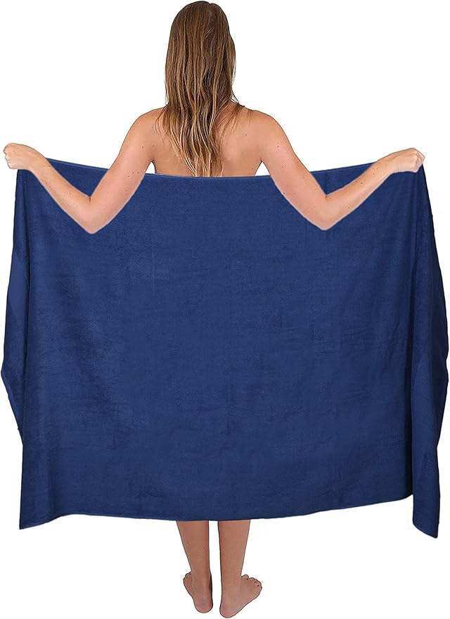 Belizzi Home Premium Cotton Oversized 2 Pack Bath Sheet 35x70-100% Pure Cotton - Ideal for Everyday use - Ultra Soft & Highly Absorbent - Machine Washable - Navy Blue