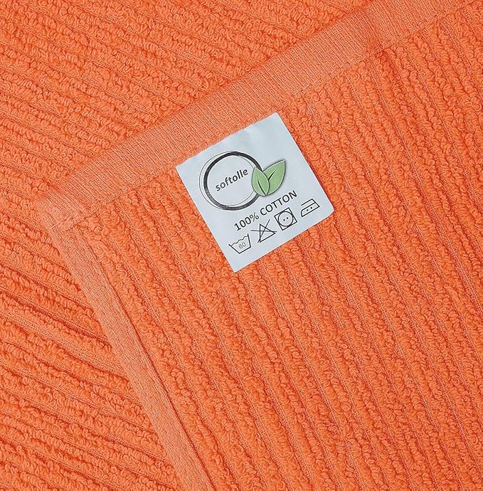Softolle Bar Mop Towels, Pack of 12-16x19 Inches - 100% Cotton Super Absorbent Towels, Multi-Purpose for Home and Bar Cleaning (Orange)