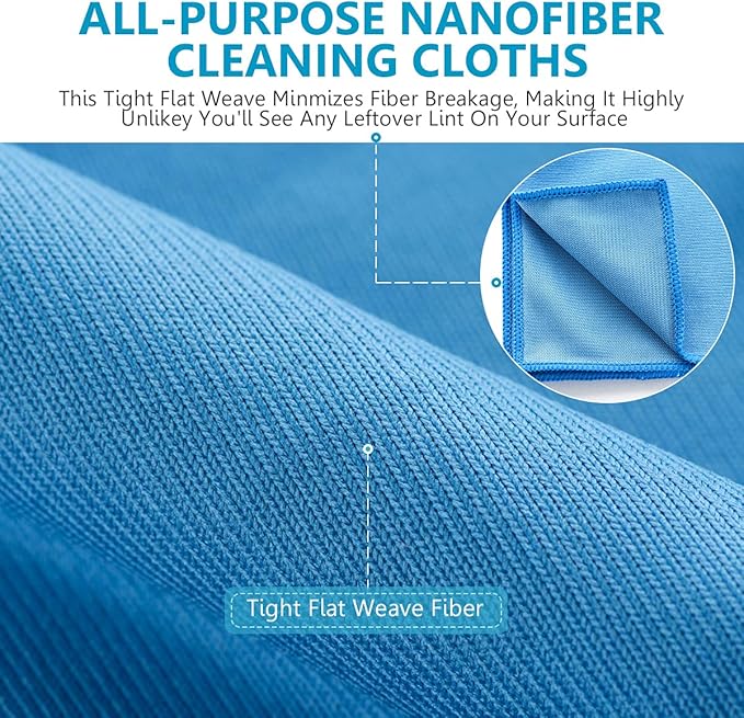 12 Pcs Microfiber Glass and Window Cleaning Cloths,12" x 12" Lint Free Streakless Buff Polishing Cloth,Quickly Clean Windows, Windshields, Mirrors, and Shower Glass Doors,Washable and Reusable