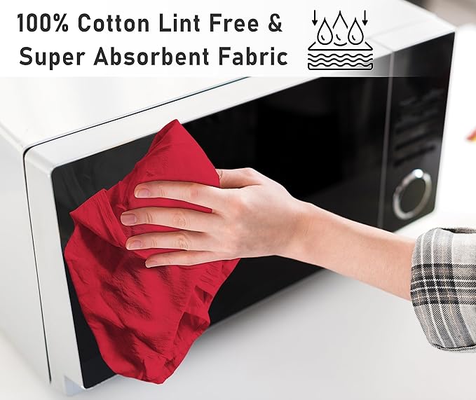 RUVANTI Flour Sack Towels 6 Pack 28x28 Inch, 100% Cotton Tea Towel, Reusable, Machine Washable, Absorbent BarTowels - Dish Cloth Perfect for Drying Dishes & Cleaning - Red