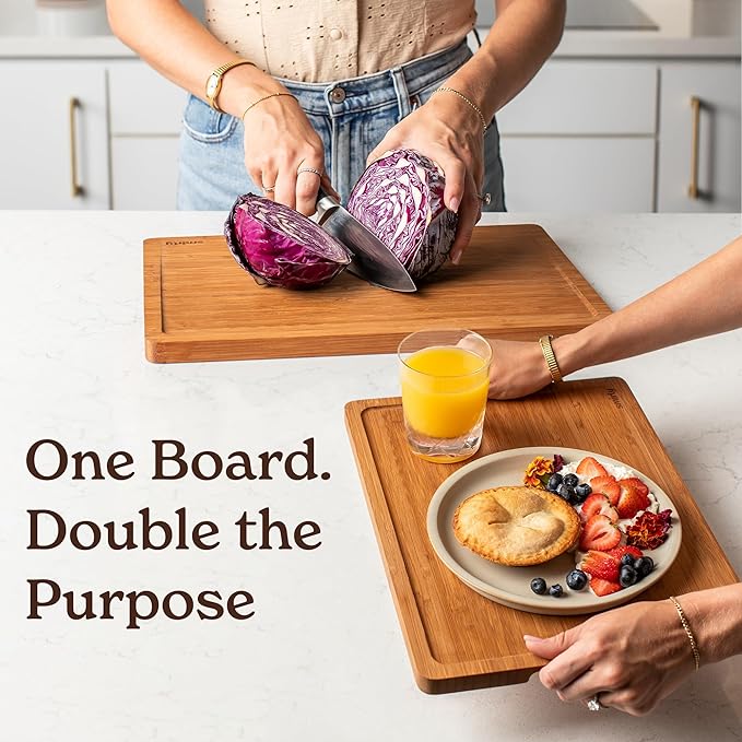 SMIRLY Wood Cutting Boards For Kitchen - Bamboo Cutting Boards For Kitchen Cutting Board, Bamboo Cutting Board Set With Holder, Chopping Board, Butcher Block, Small Wooden Cutting Board Set