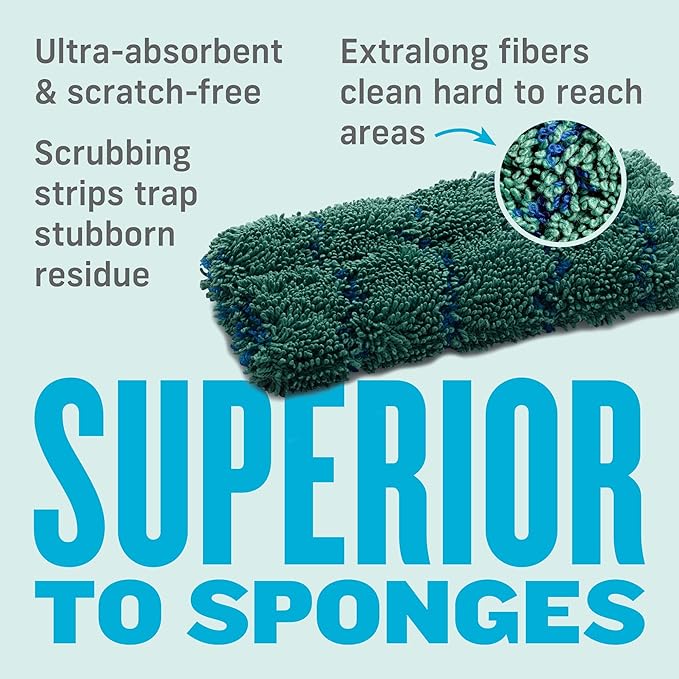 E-Cloth Kitchen Dynamo, Premium Microfiber Non-Scratch Kitchen Dish Scrubber Sponge, Ideal for Dish, Sink and Countertop Cleaning, 100 Wash Guarantee, Green, 2 Pack