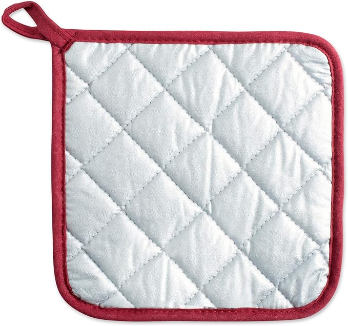 DII Basic Terry Collection Quilted 100% Cotton, Potholder, Barn Red, 3 Piece