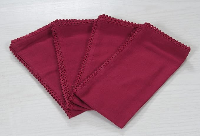 ACCENTHOME Burgundy Cloth Napkins Set of 6 18x18 inch Cotton Dinner Napkins - Washable Soft Premium Hotel Quality Reusable Napkins Perfect Table Napkins for Family Dinners, Weddings & Everyday Use