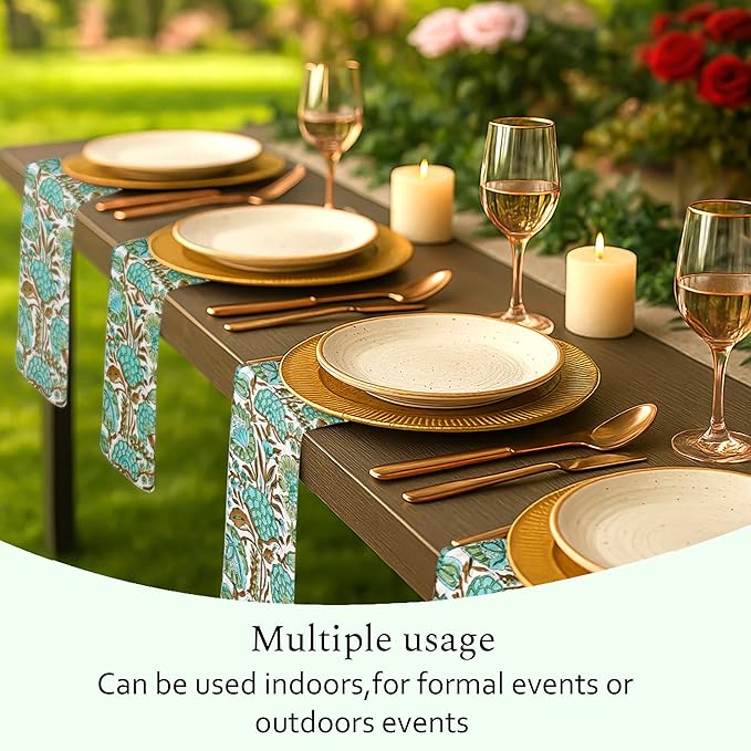 CPC Cloth Napkins Set of 4 Cotton Printed Dinner Hand Print Napkins I Wedding Cocktail Cloth Floral Napkins I 18x18 in I Aqua Green