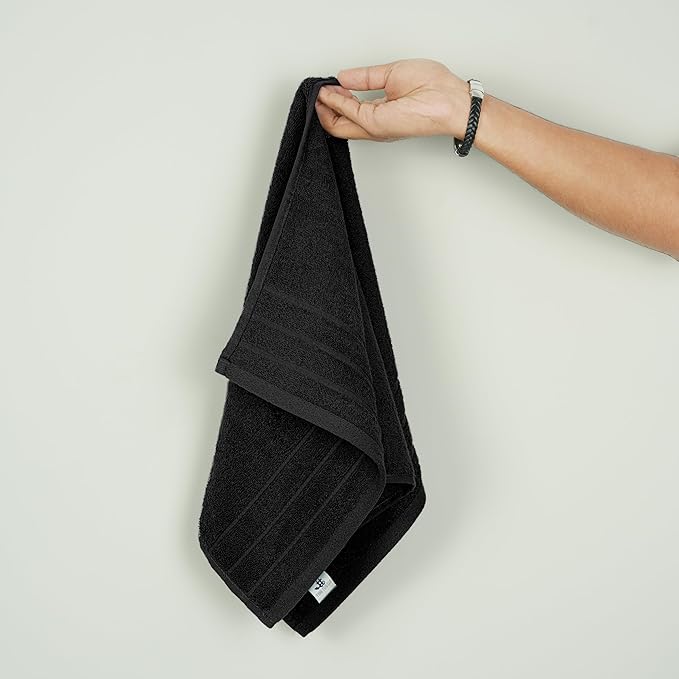 Tens Towels Pack of 6 Hand Towels, 100% Cotton, Lighter Weight, Quick to Dry, 16 x 28 Inches, Super Soft & Absorbent, Perfect for Bathroom & Kitchen, Black