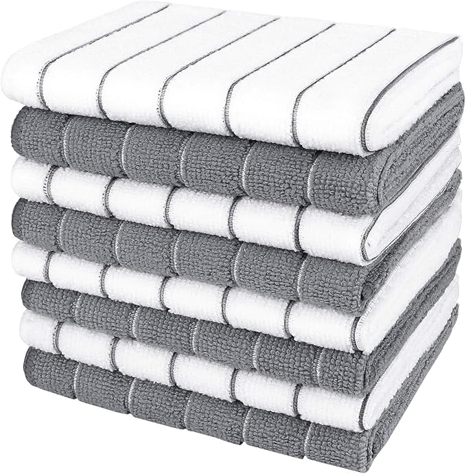 AIDEA Kitchen Towels, Absorbent Dish Cloth for Kitchen, Soft Dish Towels for Home, Multi-Purpose Cloths for Household Cleaning and Drying-8PK, 12”x12”