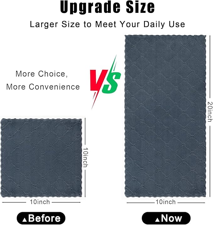 Homaxy 24 Pack Dish Towels for Kitchen (10 x 20 Inches, Dark Grey), Super Soft and Absorbent Coral Velvet Dish Cloths for Washing Dishes, Nonstick Oil Fast Drying Microfiber Cleaning Cloth