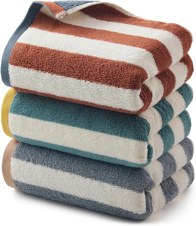 REDKISS 3-Pack Premium Hand Towels, 28x12 Inches 100% Cotton Bath Towels, Ultra Soft and Highly Absorbent Towel for Bathroom, Gym, Hotel,and Spa