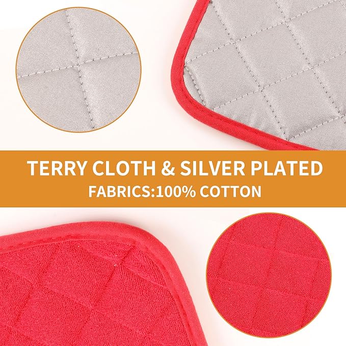 5 Pack Pot Holders for Kitchen Easy-Care Cotton Machine Washable hot Pads for Kitchen for Cooking and Baking Oven Red