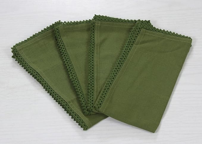 ACCENTHOME Olive Green Cloth Napkins Set of 6 18x18 inch Cotton Dinner Napkins - Washable Soft Premium Hotel Quality Reusable Napkins Perfect Table Napkins for Family Dinners, Weddings & Everyday Use