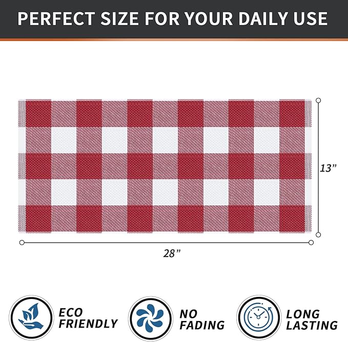 Homaxy 100% Cotton Waffle Weave Check Plaid Kitchen Towels, 13 x 28 Inches, Super Soft and Absorbent Dish Towels for Drying Dishes, 4-Pack, White & Red