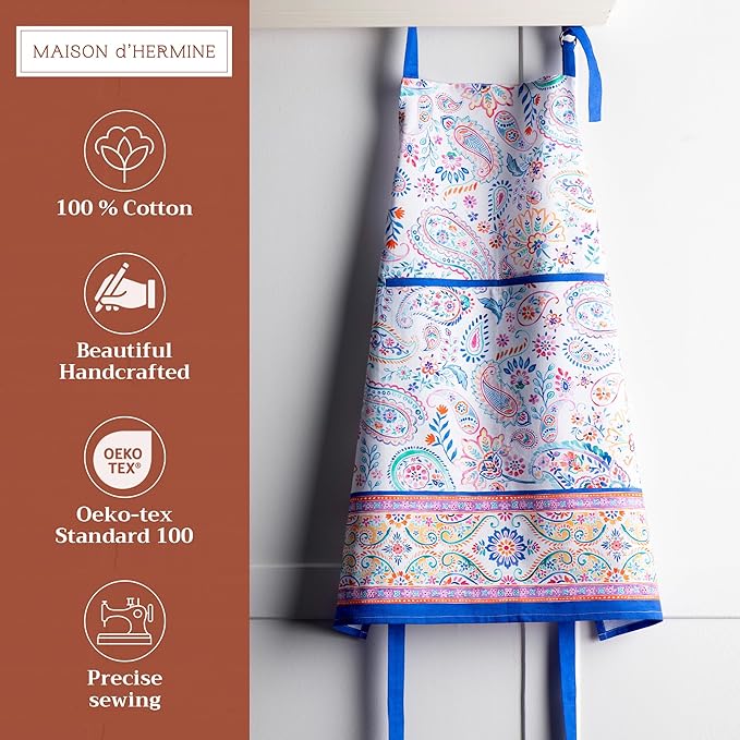 Maison d' Hermine 100% Cotton Apron for women with Pocket Kitchen Chef Apron for Men Cooking Mothers Day Gifts