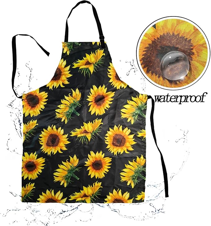 Sosolong Adjustable Waterproof Apron Bib Apron with 2 Pockets Cooking Kitchen Aprons for Women Men Chef