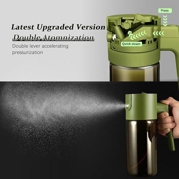 Glass 2 In 1 Olive Oil Dispenser Bottle for Kitchen Gadgets, Olive Oil Sprayer for Cooking 17oz/500ml (Light Blockage, Green)